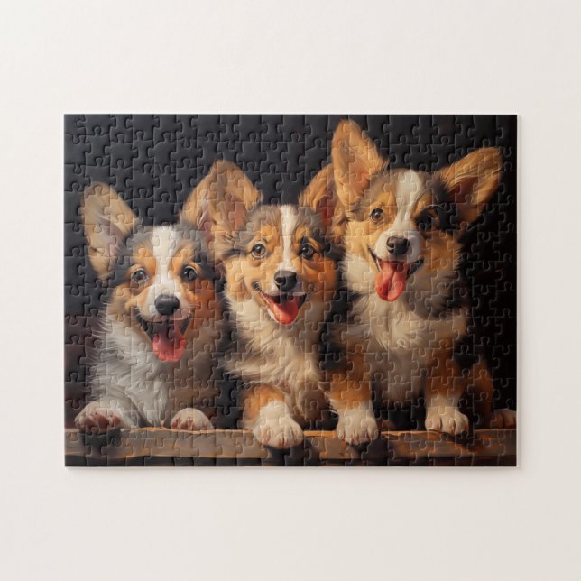 Three Pembroke Welsh Corgis Puzzle (Horizontal)
