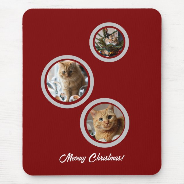 Three Photos Cats Customize  Mousepad (Vorne)