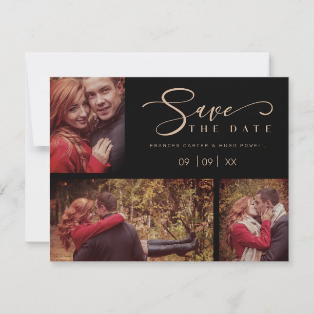 Three Photos Collage Minimalist Modern Wedding  (Vorderseite)