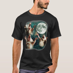 Three Possum Moon 3 Opossum Weiß Cursed Meme T-Shirt
