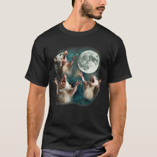 Three Possum Moon 3 Opossum-Weiß-Meme T-Shirt