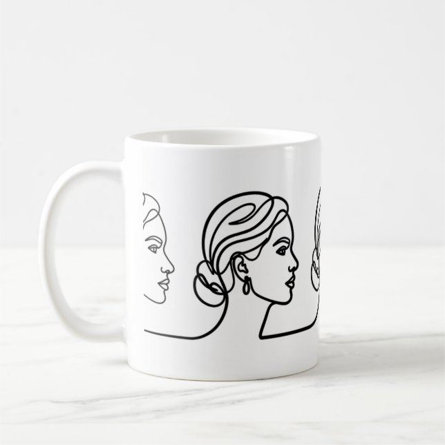 Three Profiles in One Line – Minimalistic Panorama Kaffeetasse (Links)