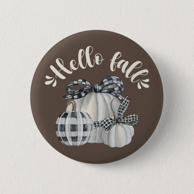 Three Pumpkin Hello Fall Button (Vorderseite)