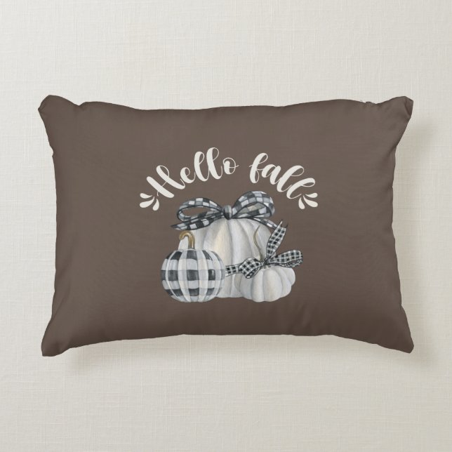 Three Pumpkin Hello Fall Dekokissen (Vorderseite)