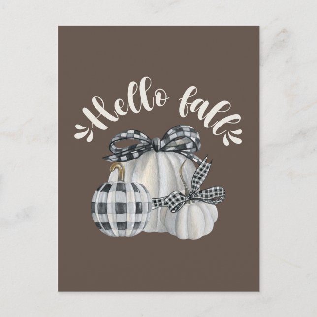 Three Pumpkin Hello Fall Postkarte (Vorderseite)