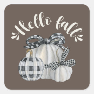 Three Pumpkin Hello Fall Quadratischer Aufkleber
