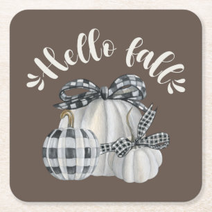Three Pumpkin Hello Fall Rechteckiger Pappuntersetzer