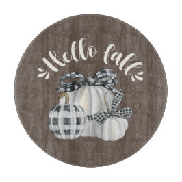 Three Pumpkin Hello Fall Schneidebrett