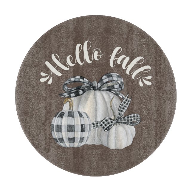 Three Pumpkin Hello Fall Schneidebrett (Vorderseite)