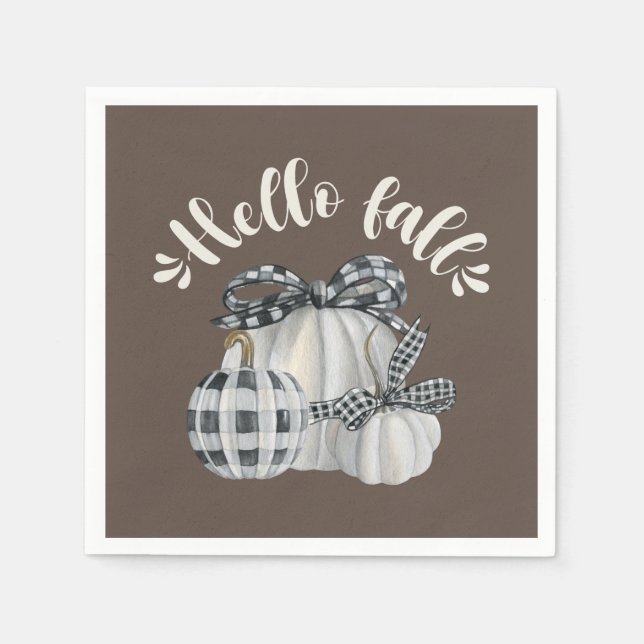 Three Pumpkin Hello Fall Serviette (Vorderseite)