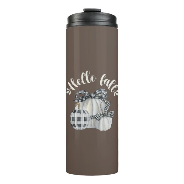 Three Pumpkin Hello Fall Thermosbecher (Vorderseite)