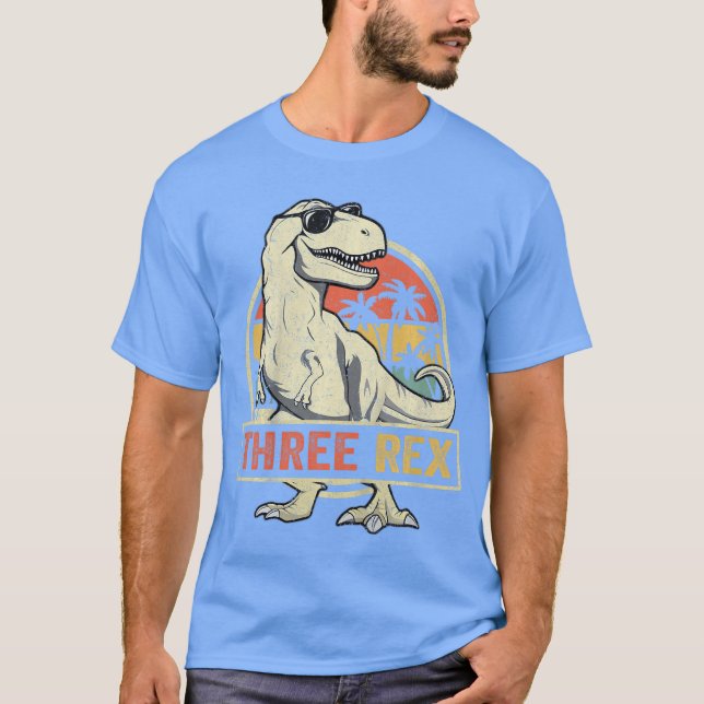 Three Re 3rd Birthday hird Dinosaur 3 Year Old ret T-Shirt (Vorderseite)