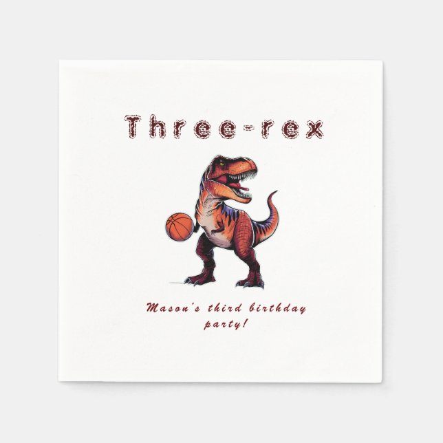 Three-Rex basketball Dino birthday   Serviette (Vorderseite)