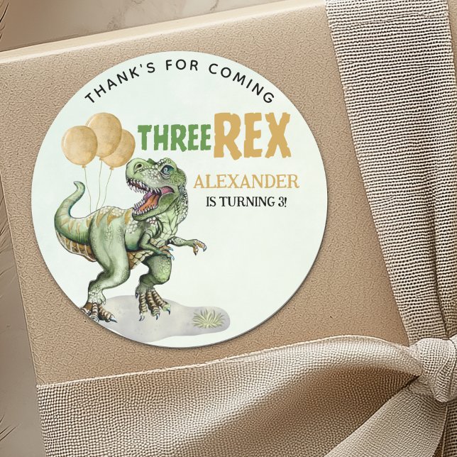 Three Rex - Birthday Boy 3rd with Dinosaur Theme Runder Aufkleber (Von Creator hochgeladen)