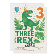 Three Rex Birthday Invitation Boy - Dinosaurier 3.