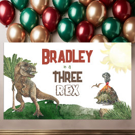 Three Rex Birthday Watercolor Banner