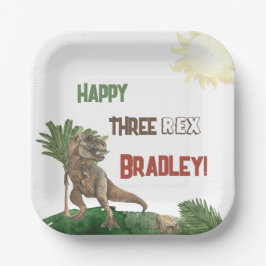 Three Rex Birthday Watercolor Pappteller
