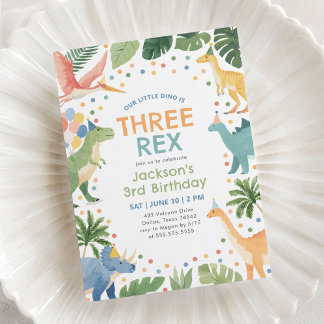 Three Rex Dinosaur 3. Geburtstag Einladung