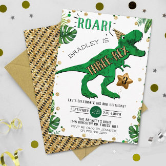 Three Rex Dinosaur 3. Geburtstag Einladung