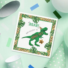 Three Rex Dinosaur 3. Geburtstag Serviette