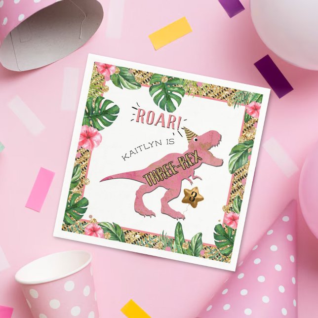 Three Rex Dinosaur 3. Geburtstag Serviette (Von Creator hochgeladen)