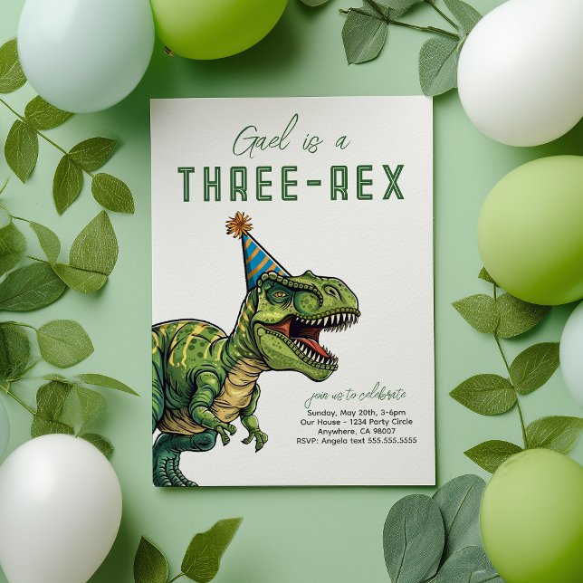 Three-Rex Dinosaur Birthday Einladung (Von Creator hochgeladen)