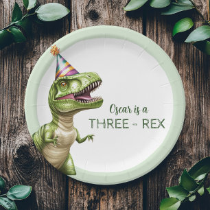 Three-Rex Dinosaur Birthday   Green Dino Pappteller
