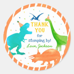 Three Rex Dinosaur Geburtstag Danke Stickers