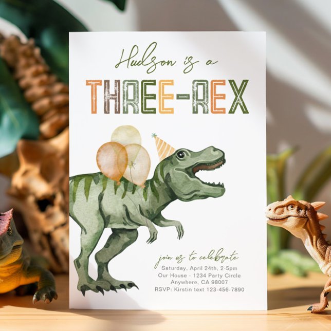 Three-Rex Dinosaur Geburtstagseinladung Einladung (Von Creator hochgeladen)