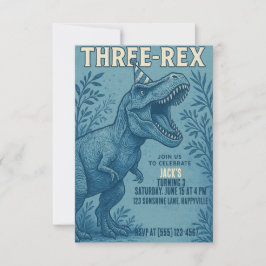 Three Rex Dinosaur Jungle Birthday Einladung