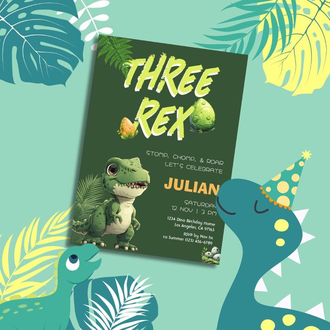 Three Rex Dinosaur-Kindergeburtstag Einladung (Von Creator hochgeladen)