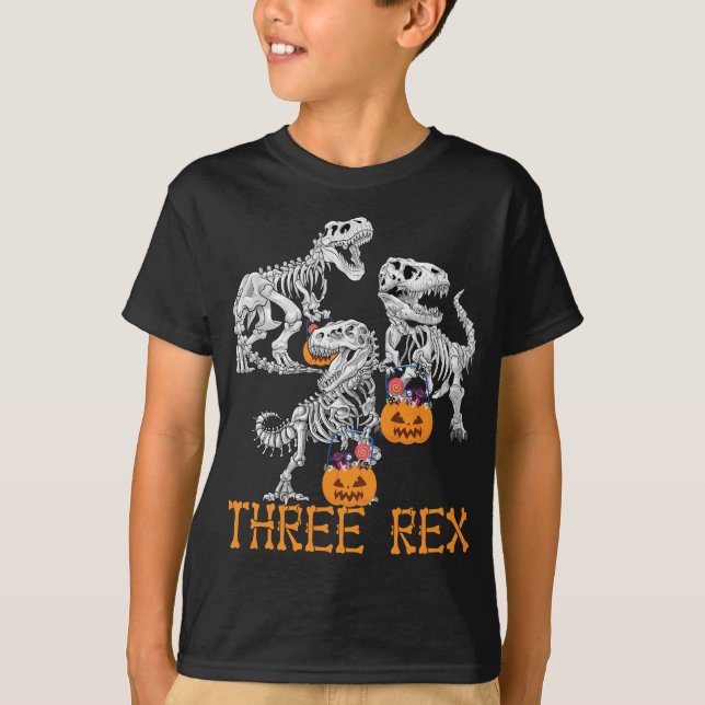 Three Rex Dinosaur Skeleton 3 Jahre Altes Hallowee T-Shirt (Vorderseite)