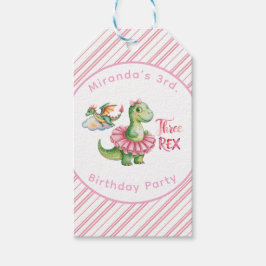 Three Rex Girl Birthday Party Danke Geschenkanhänger