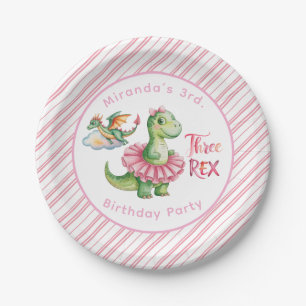 Three Rex Girl Birthday Party Pappteller