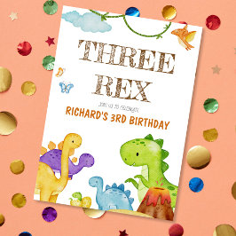 Three Rex Kids Dinosaurier 3. Geburtstags-Party Einladung