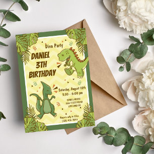 Three Rex Kids Dinosaurier 3. Geburtstags-Party Einladung