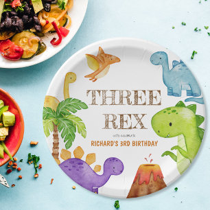 Three Rex Kids Dinosaurier 3. Geburtstags-Party Pappteller