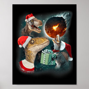 Three Rex Moon 3 Dinos Howling Weidengestalt Poster