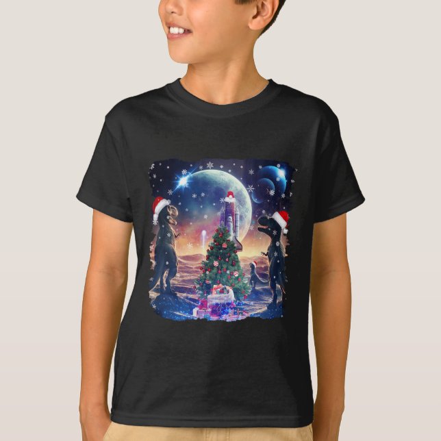 Three Rex Moon 3 Dinos Howling Weidengestalt T-Shirt (Vorderseite)