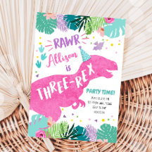 Three Rex Pink Dinosaurier Girl 3. Geburtstag