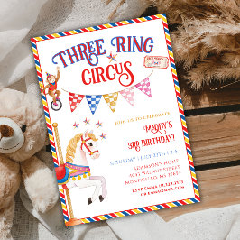 Three Ring Circus Circus Animal 3rd Birthday Party Einladung