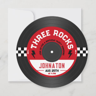 Three Rocks Vinyl Record Rock'n'Roll 3. Geburtstag Einladung