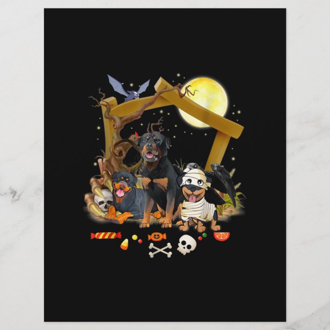 Three Rottweiler Dogs Halloween Dog Halloween Gift Briefbogen (Vorderseite)