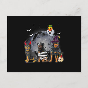 Three Rottweilers Satan Witch Mummy Halloween Cost Feiertagspostkarte
