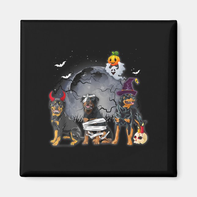Three Rottweilers Satan Witch Mummy Halloween Cost Magnet (Vorne)