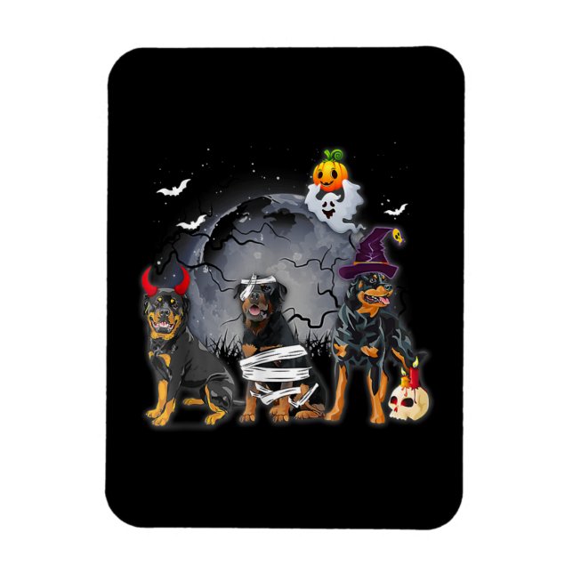 Three Rottweilers Satan Witch Mummy Halloween Cost Magnet (Vertikal)