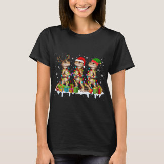 Three Santa Reindeer Elf Bartded Dragon Weihnachte T-Shirt