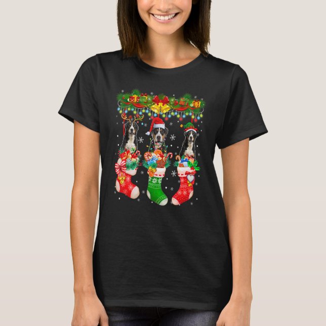Three Santa Reindeer Elf Greater Swiss Mountains X T-Shirt (Vorderseite)
