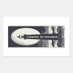 Three Sisters Lighthouse Massachusetts Moon Rechteckiger Aufkleber