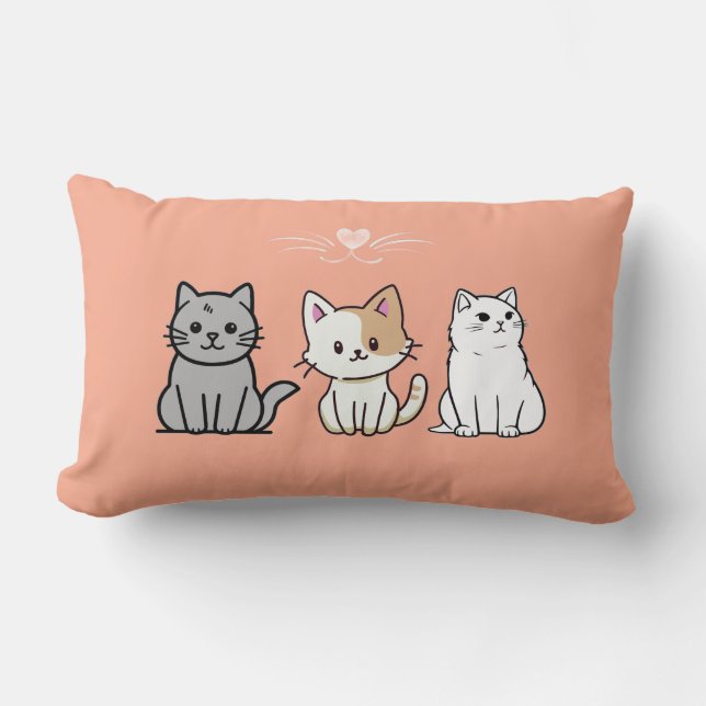 Three Sitting Cats Illustrations Lendenkissen (Vorderseite)